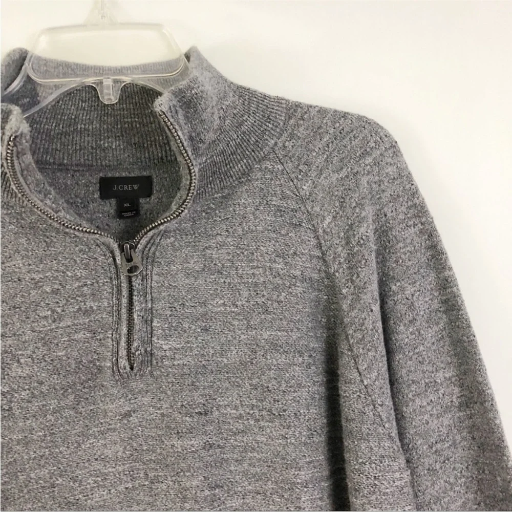 J. Crew Men’s Grey XL Quarter-Zip Pullover Sweater